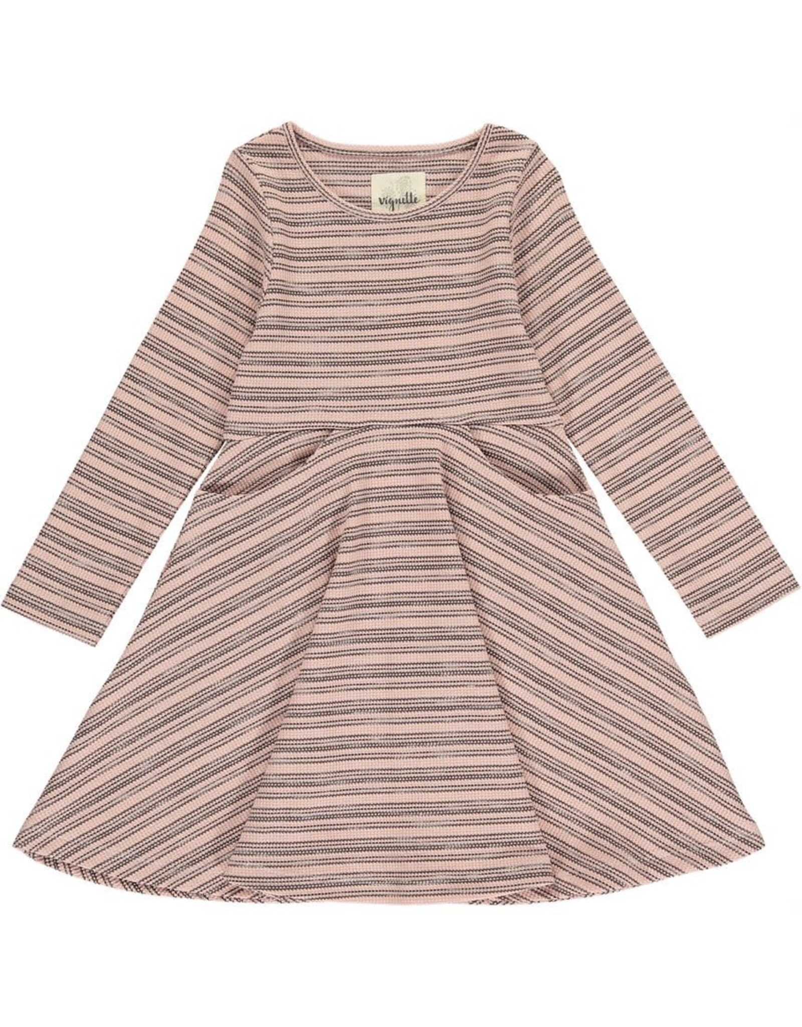 vignette Merilee Dress-Pink and Brown Stripe