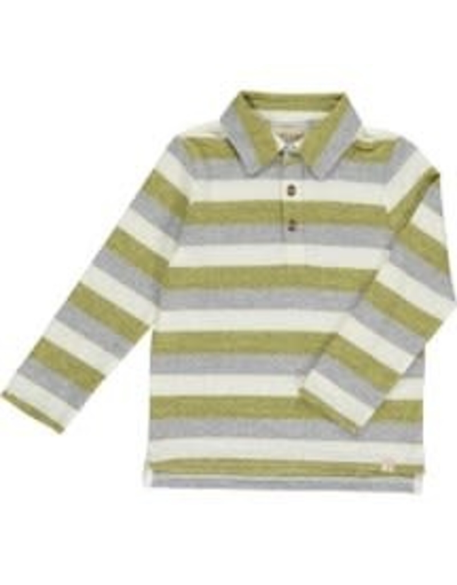 Me & Henry Harry Knitted Polo-Green/Grey/White Stripe