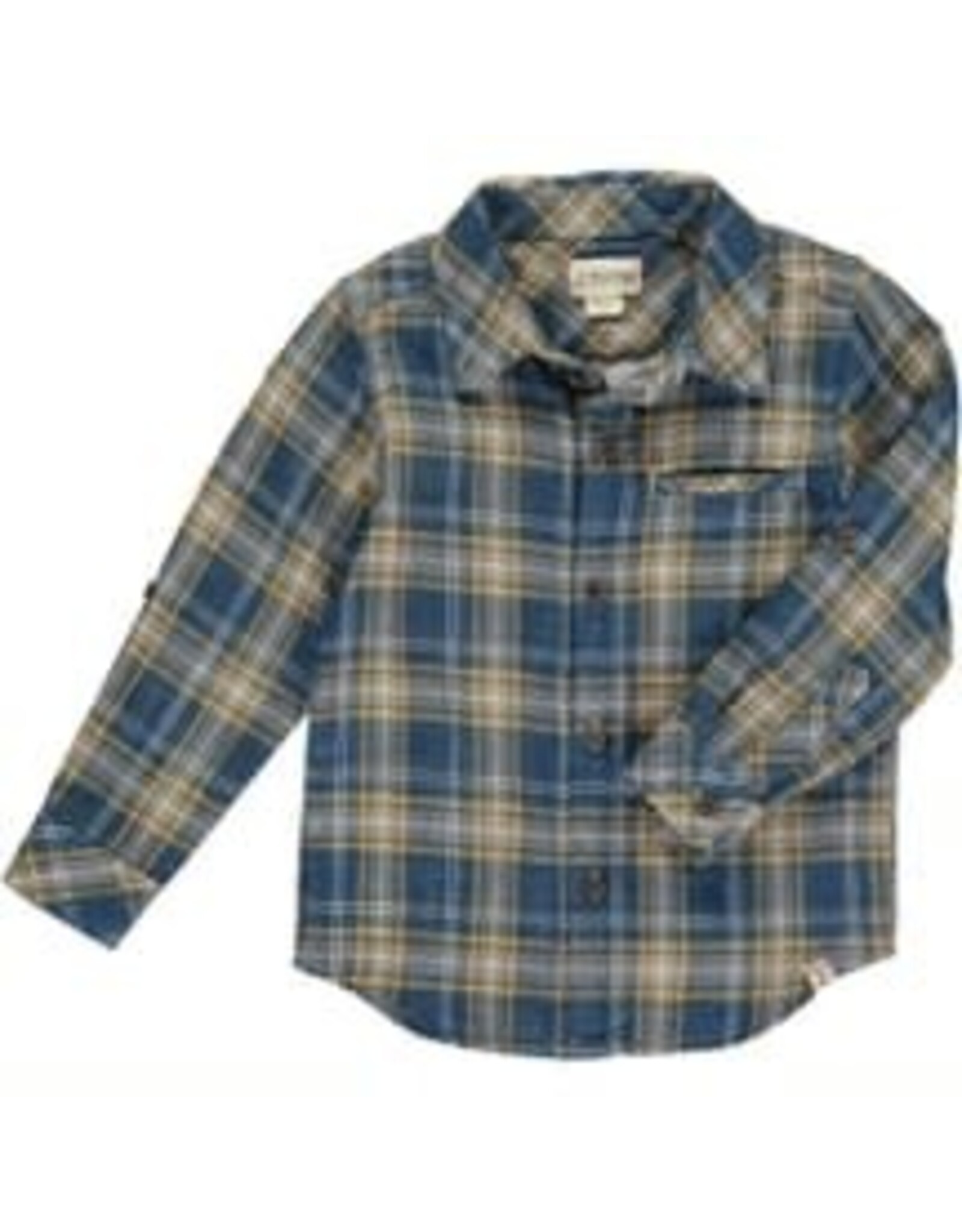 Me & Henry Atwood Woven Shirt-Blue/Gold Plaid