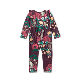 Tea Collection Ruffle Sleeve Baby Romper~Forest Floral in Red