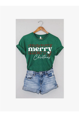 Kissed Apparel Merry Christms Graphic Tee-Heather Grass Green