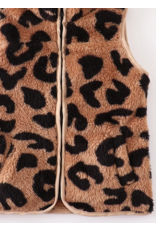 Honey Dew Leopard Zip Sherpa Vest-Adult