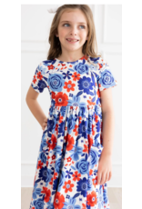 Mila & Rose Happy 4th Floral  S/S Pocket Twirl Dress