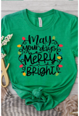Cali Boutique Wholesale May Days Be Merry and Bright Tee Kelly Green