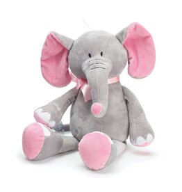 Burton + Burton Pink/Gray Elephant with Pink  Ribbon 16"