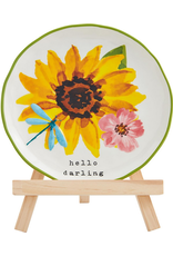 Mudpie  Yellow Flower Plate Easel Set