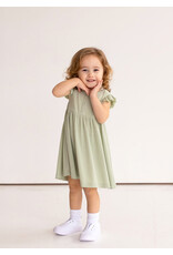 Mabel and Honey Meadow Breeze Solid Ribbed  Dress-Green