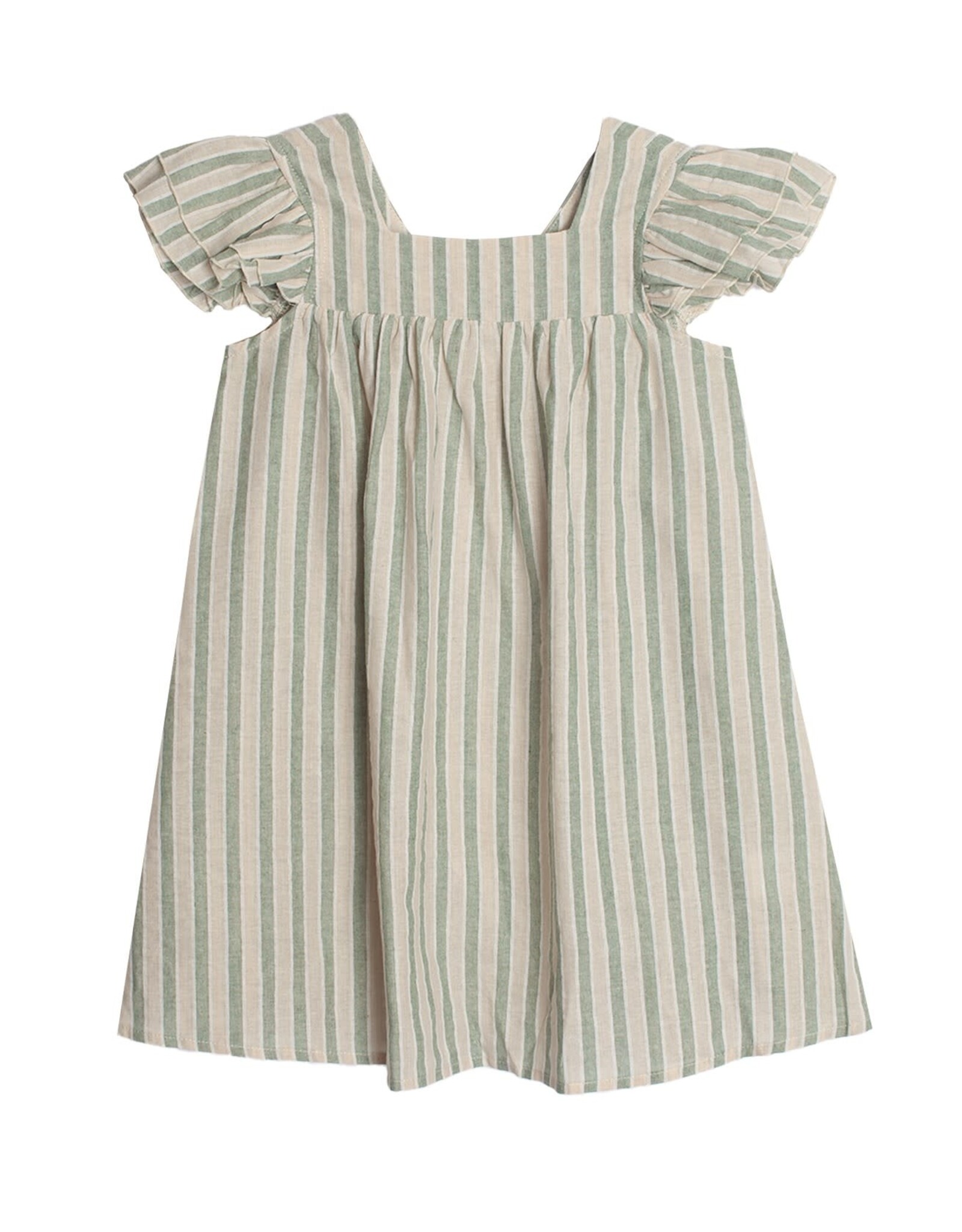 Mabel and Honey  Meadow Breeze Striped Dress-Green