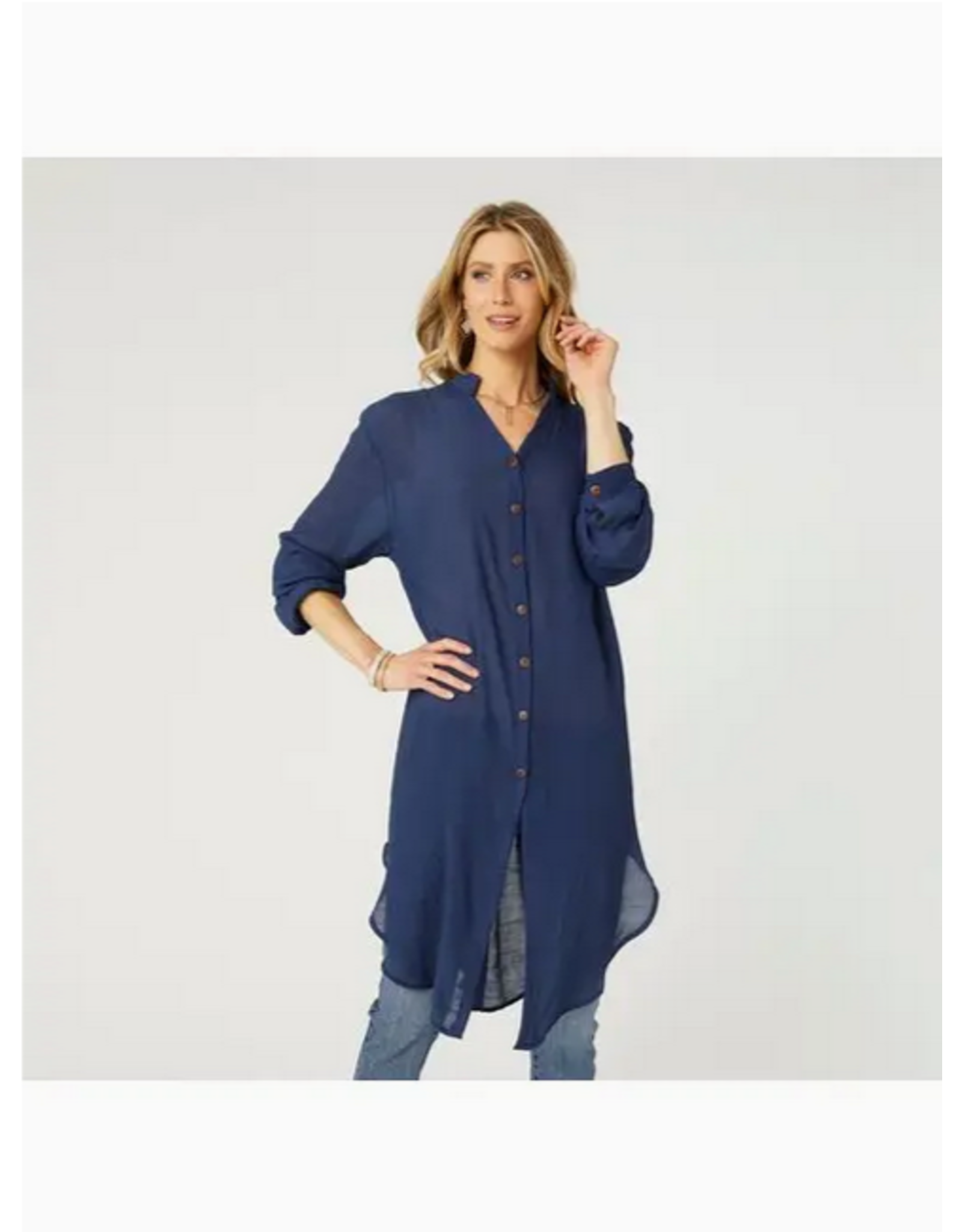coco+carmen Angie Button Down Cardigan-Navy