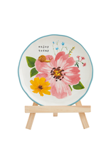 Mudpie Pink Flower Plate Easel Set