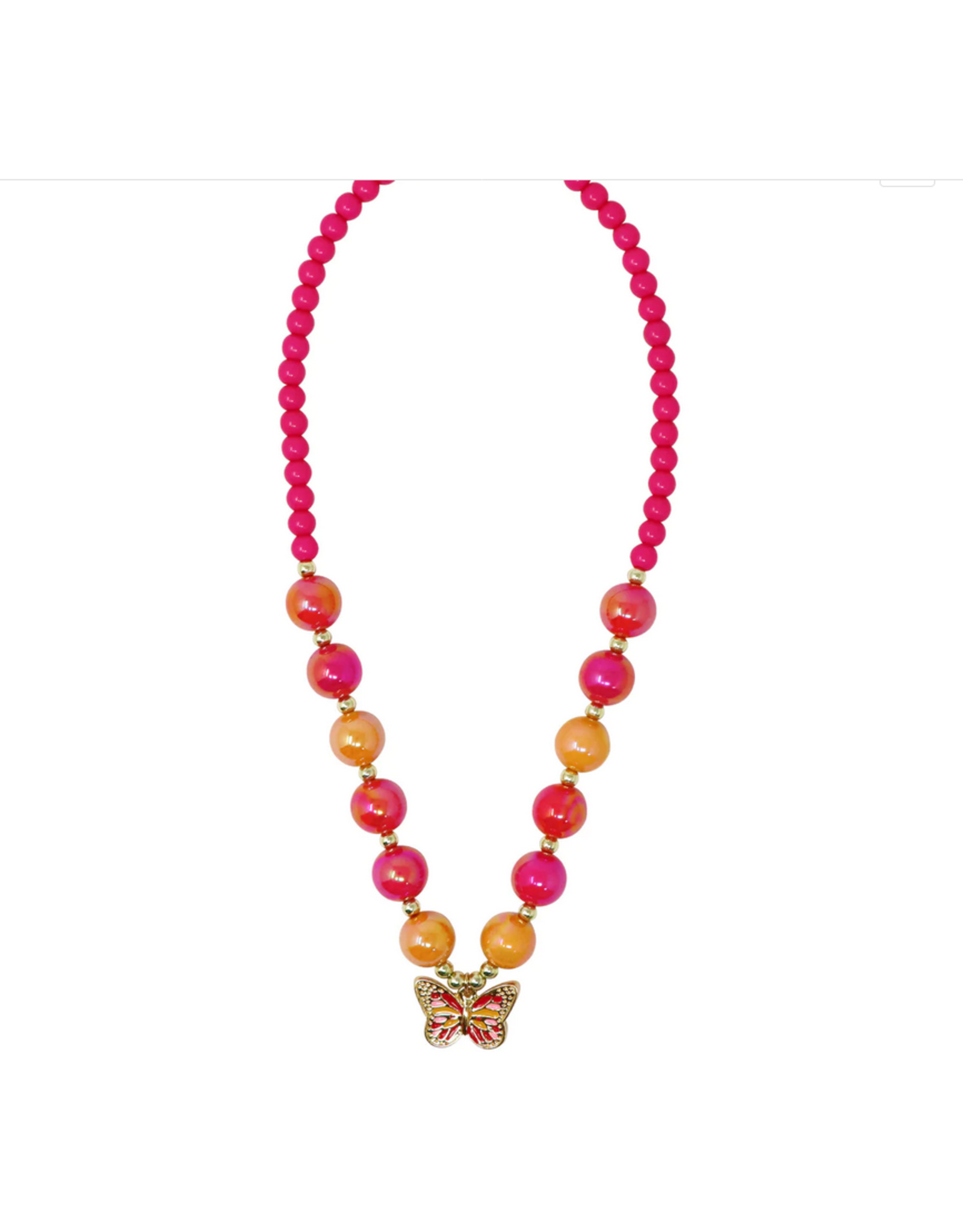 Pink Poppy Vibrant Butterfly Necklace