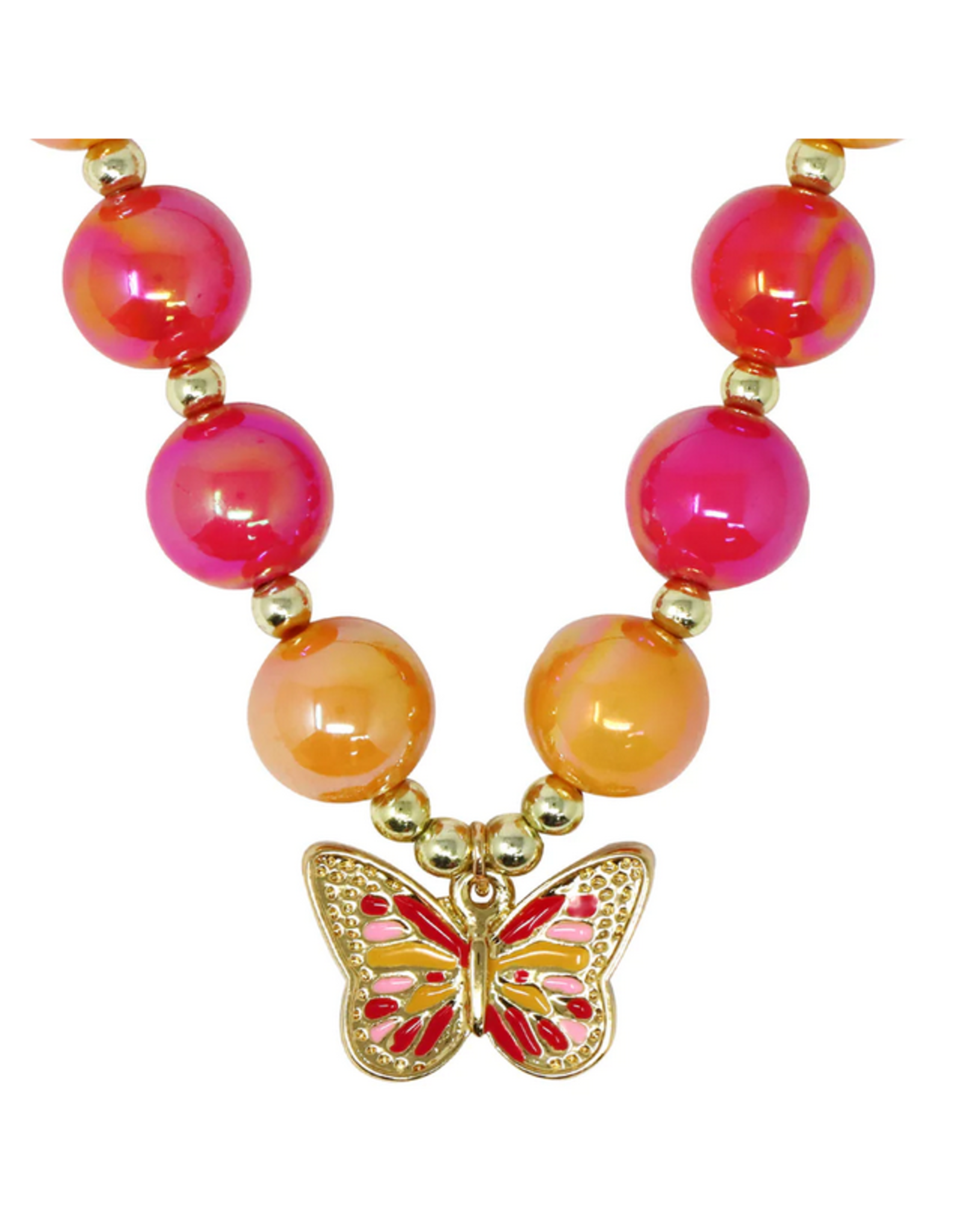 Pink Poppy Vibrant Butterfly Necklace