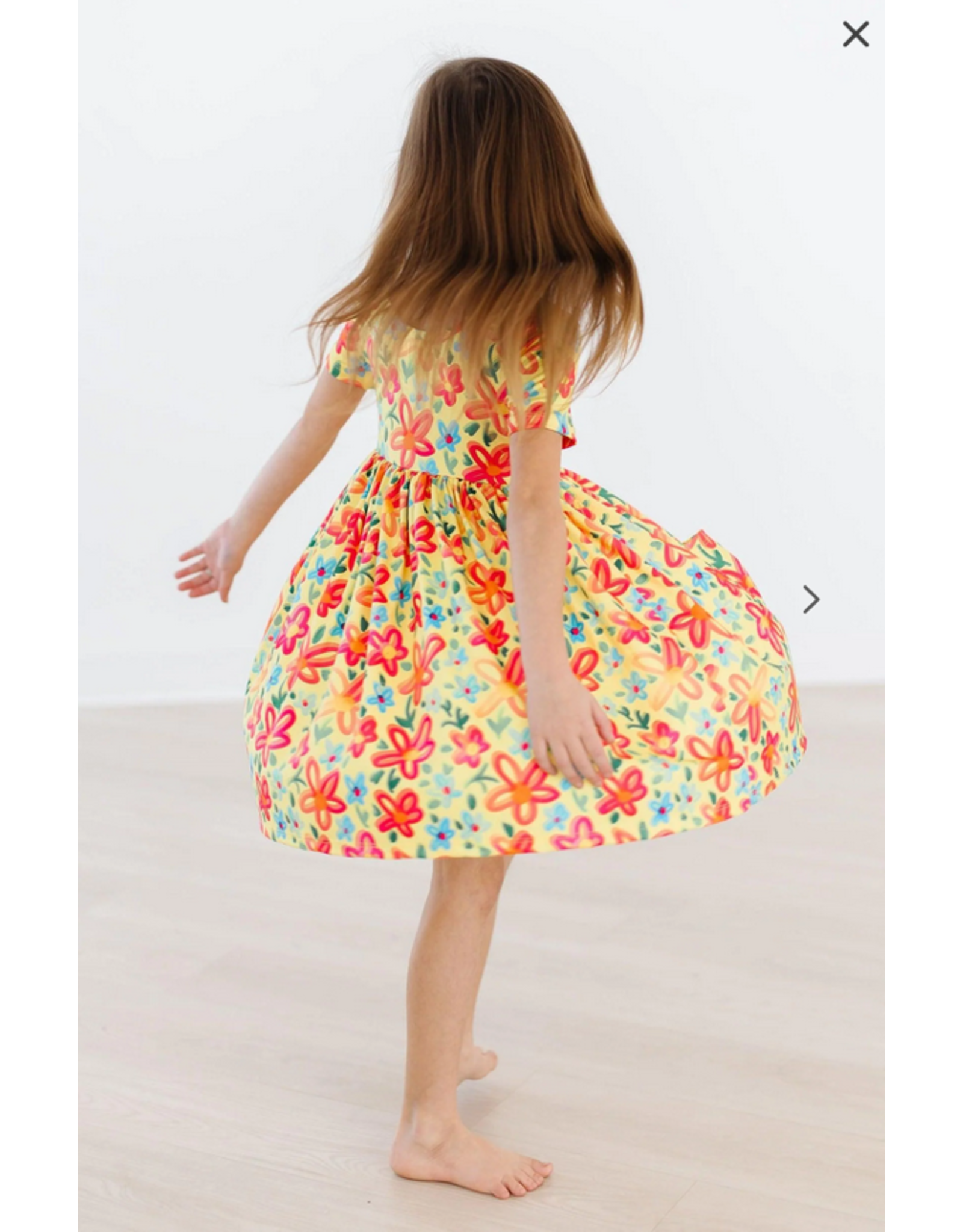 Mila & Rose  Yellow Neon Floral S/S Pocket Twirl Dress