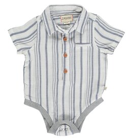 Me & Henry Helford Blue/White Stripe Woven Onesie