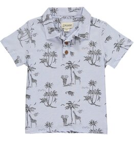 Me & Henry Starboard  Savannah Giraffe Polo-Pale Blue