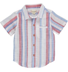 Me & Henry Maui Red/White/Blue Woven Baby Shirt