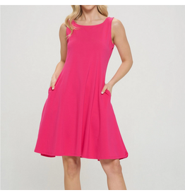 Accent Acessories Lois A-Line Pocket Dress-Pink