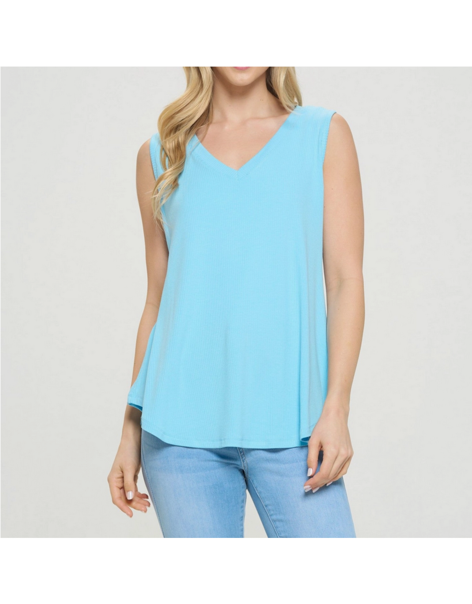 Accent Acessories  Haddie Ribbed Tank-Blue