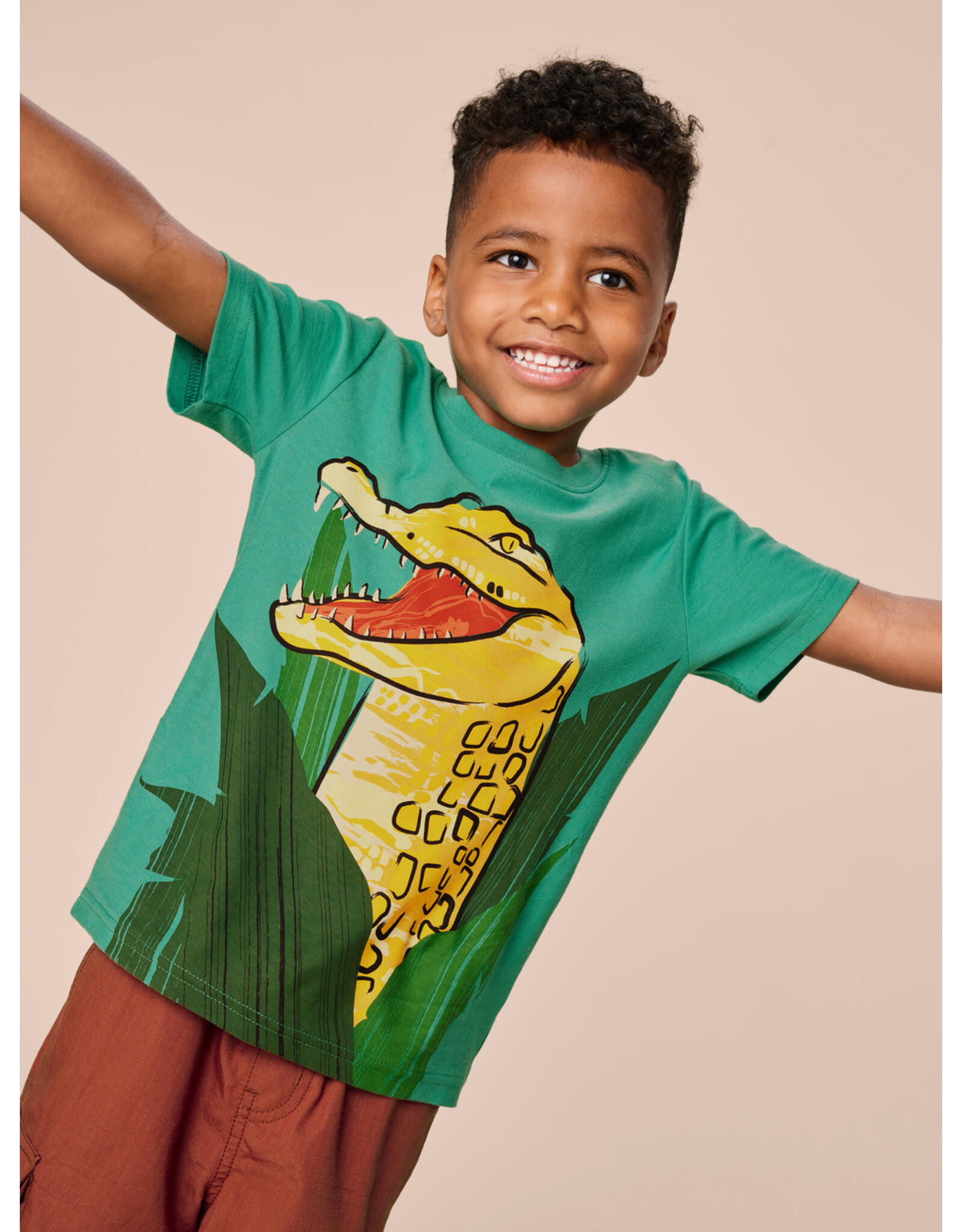 Tea Collection Painterly Croc Graphic Tee-Viridis Green