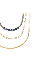 Big Metal LTD  Carrol 3 Row Beaded Chain Necklace-Navy Blue