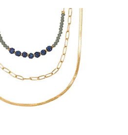 Big Metal LTD Caroll 3 Row Beaded Chain Necklace-Navy Blue