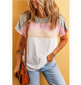Little Daisy Closet Ribbed Color Block Patchwork Tee