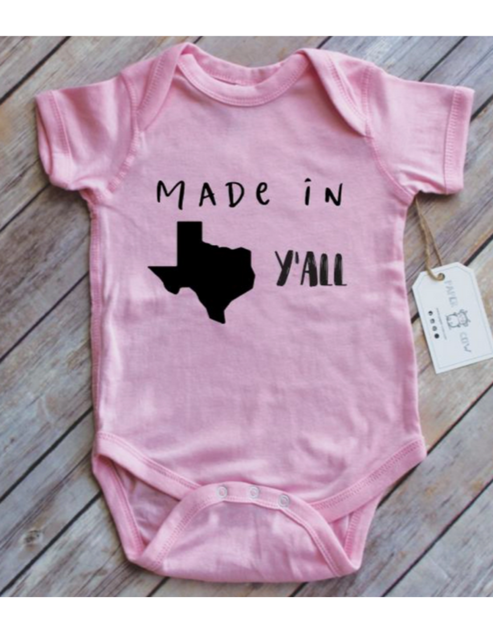 Paper Cow Made in Texas Baby Bodysuit-Pink