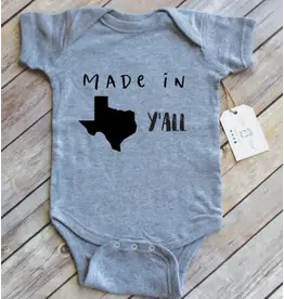 Paper Cow Made in Texas Baby Bodysuit-Gray