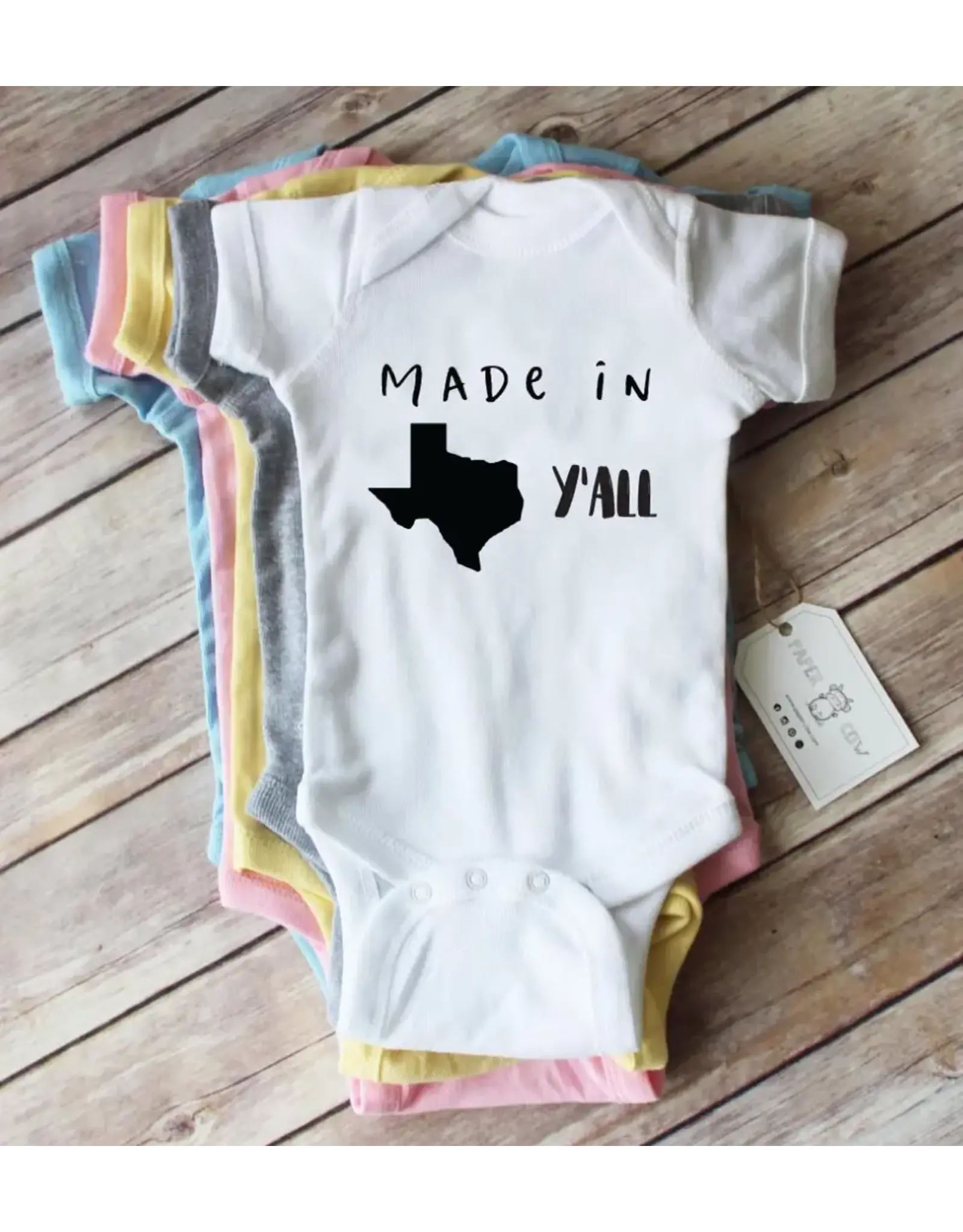 Paper Cow  Made in Texas Baby Bodysuit- White