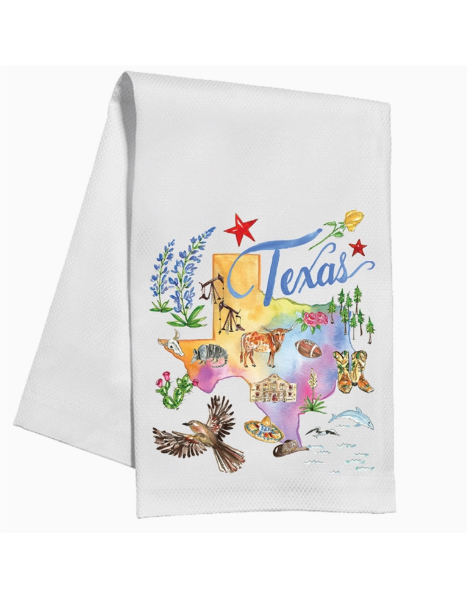 RosanneBeck Collections Texas Handpainted Icons Kitchen Towel