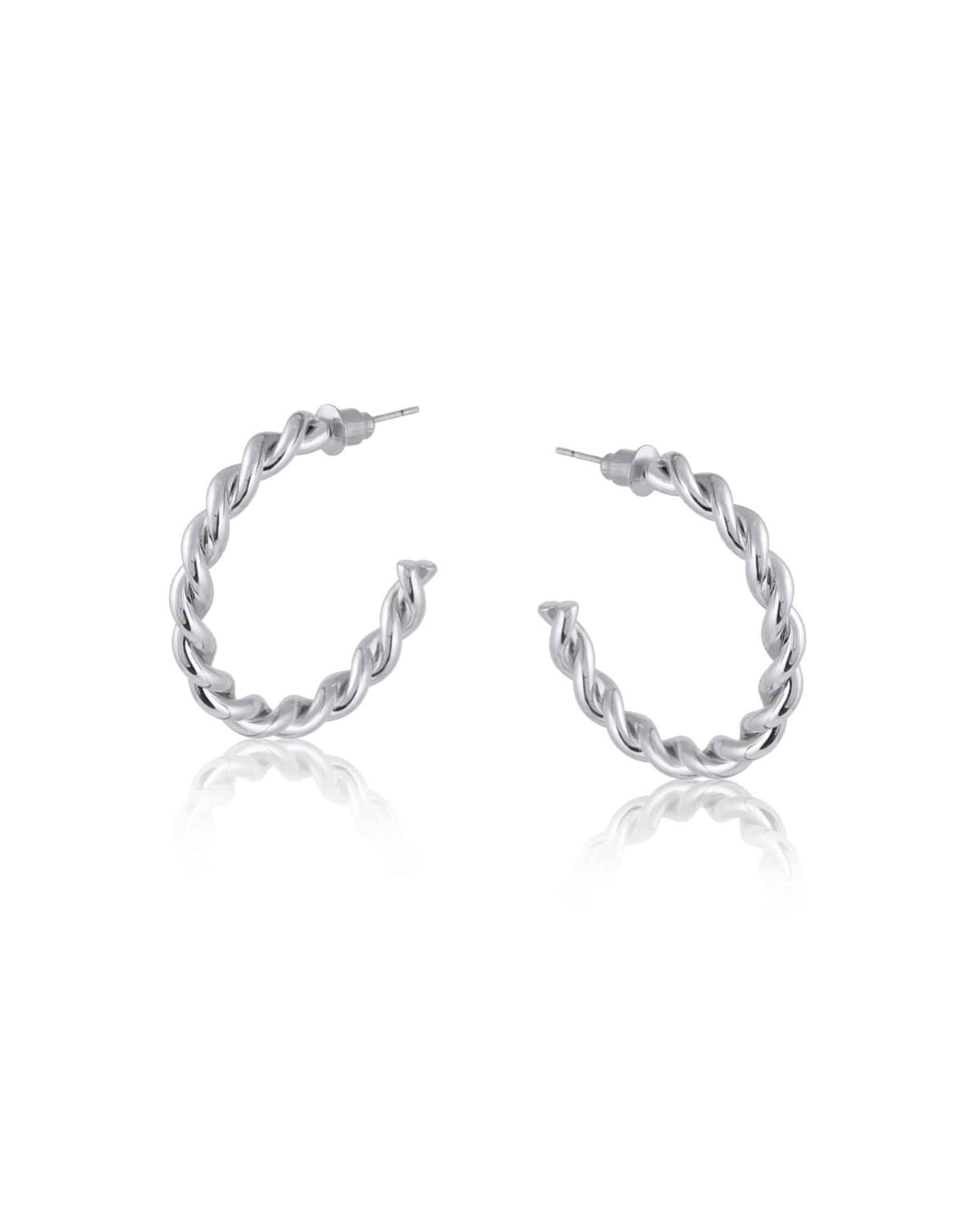 Big Metal LTD  Diana Rope Hoop Earrings-Silver