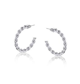 Big Metal LTD Diana Rope Hoop Earrings-Silver
