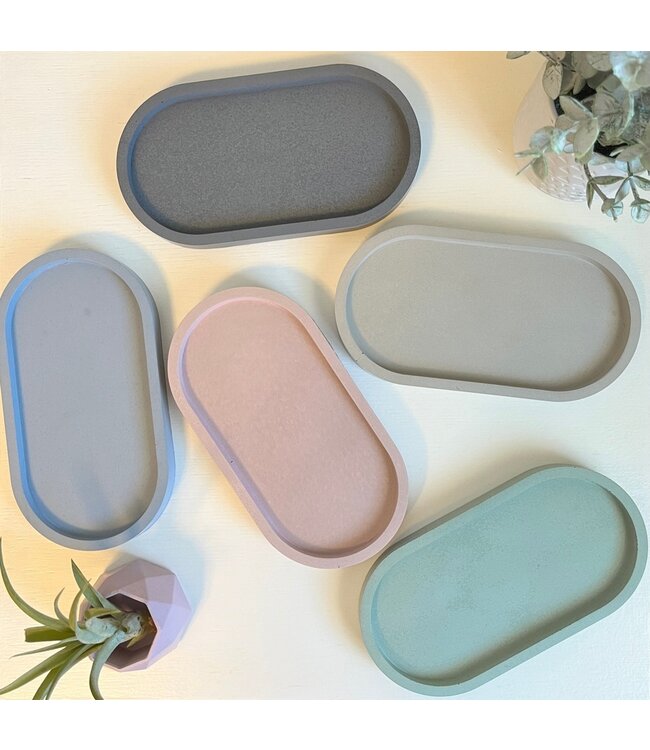 Joyful Lotus Concrete Oval Tray