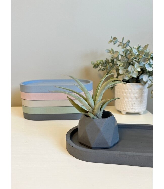Joyful Lotus Concrete Oval Tray