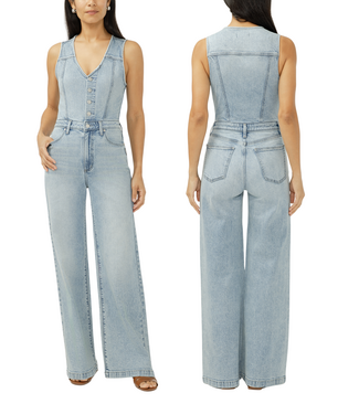 Silver Jeans Vest Jumpsuit (L)
