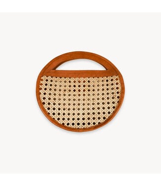 Pokoloko Round Leather Bag with Cane Accent
