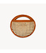 Pokoloko Round Leather Bag with Cane Accent
