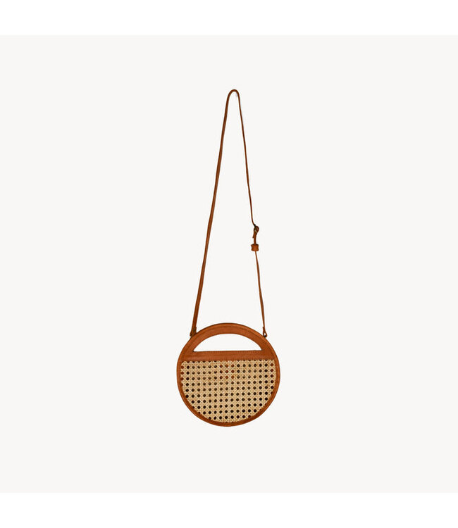 Pokoloko Round Leather Bag with Cane Accent