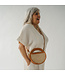 Pokoloko Round Leather Bag with Cane Accent
