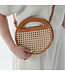 Pokoloko Round Leather Bag with Cane Accent
