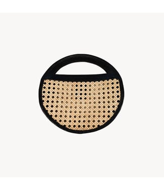 Pokoloko Round Leather Bag with Cane Accent