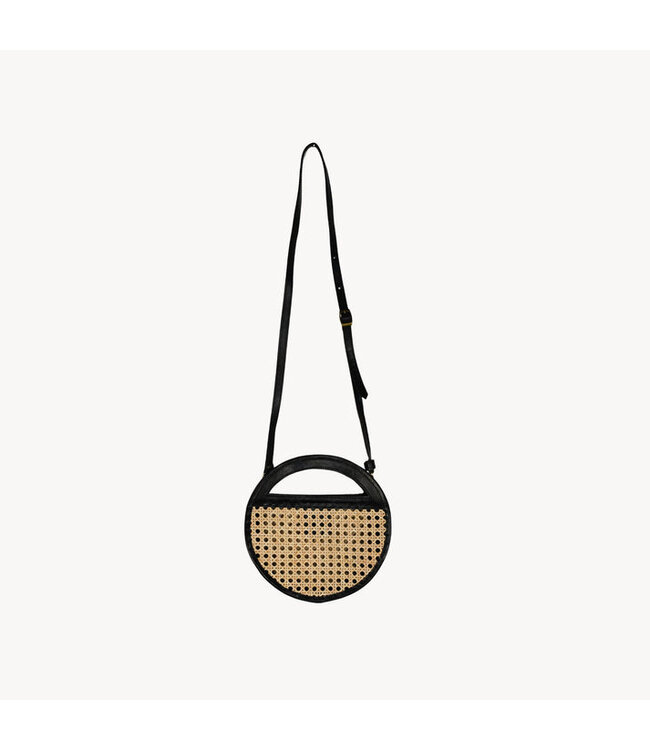 Pokoloko Round Leather Bag with Cane Accent