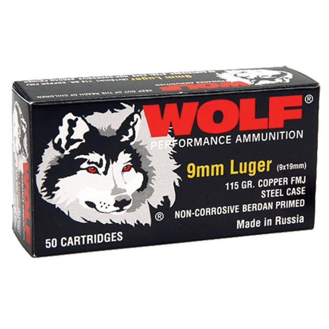 Wolf - 9mm - 115gr FMJ Performance - 50ct