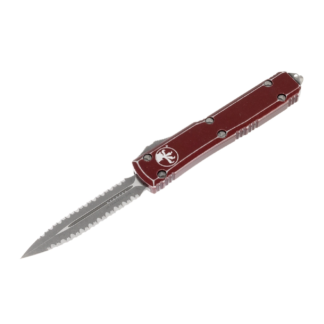 Microtech - Ultratech - D/E - Distressed Merlot Apocalyptic Double Full Serrated