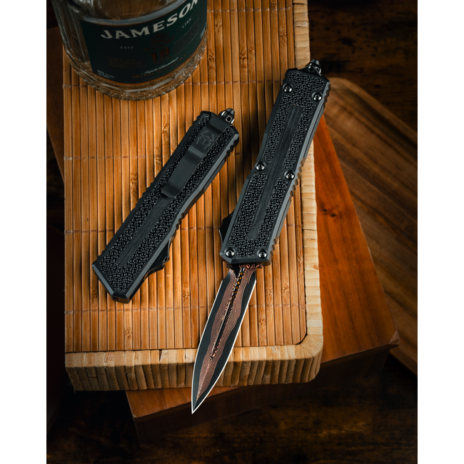 Microtech - Scarab II - D/E - Marfione Select Baker Forge Coppermai Damascus Hefted