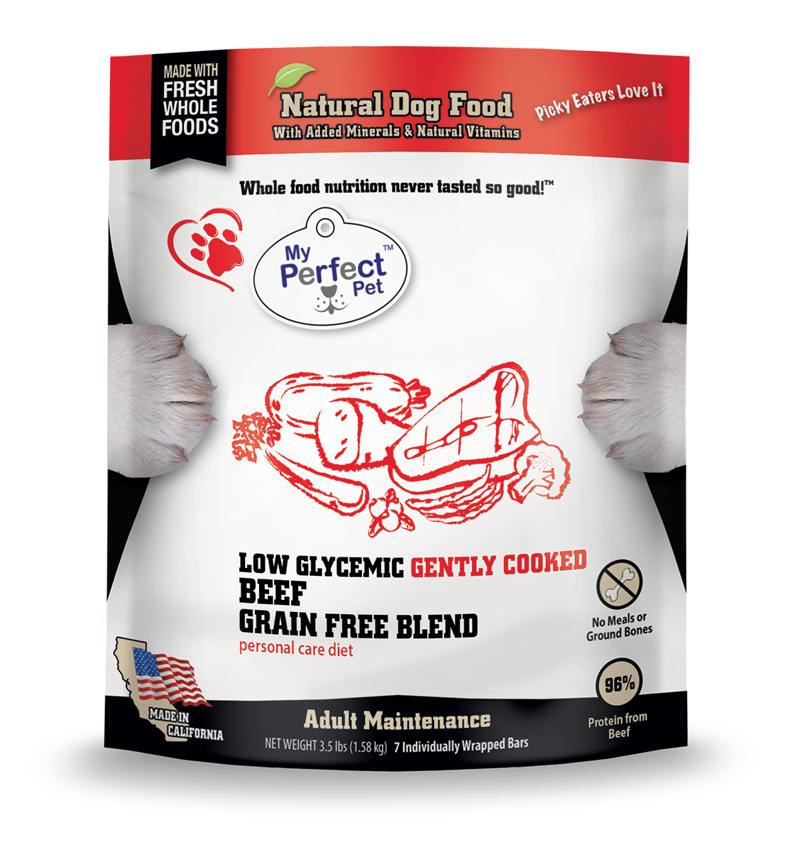 My Perfect Pet My Perfect Pet Frozen Lightly Cooked Dog Food Low Glycemic Beef 3.5#