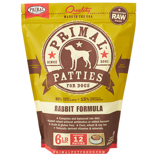 Primal Frozen Raw Dog Food Rabbit Tailwaggers