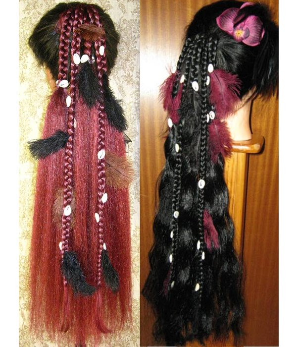 Gypsy Magician Hair Falls M feathers & cowries