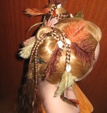 Hair fall pair Gypsy Magician M feathers & cowries