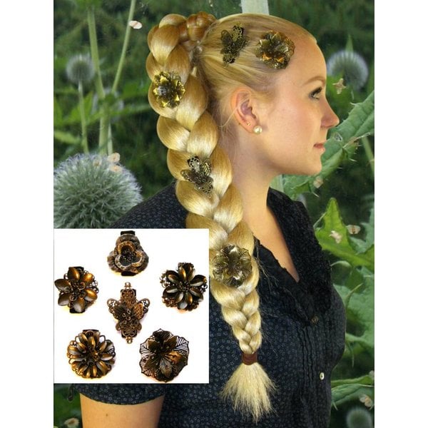 Hair Flower Set bronze, 2-6 pcs